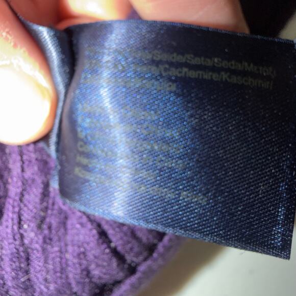 Brooks Brothers Cashmere Women Small Dark Purple Cable Knit Short Sleeve Sweater - Picture 4 of 6